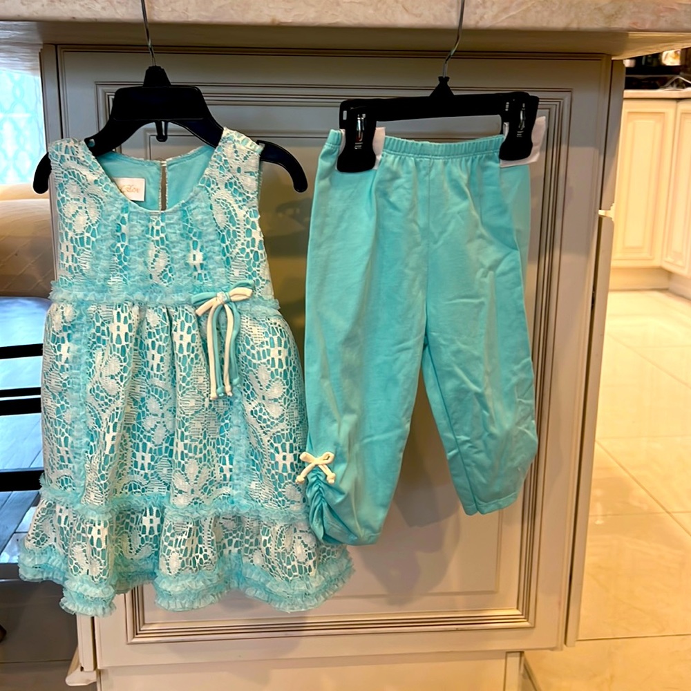 ISOBELLA & CHLOE - turquoise blue & white lace set